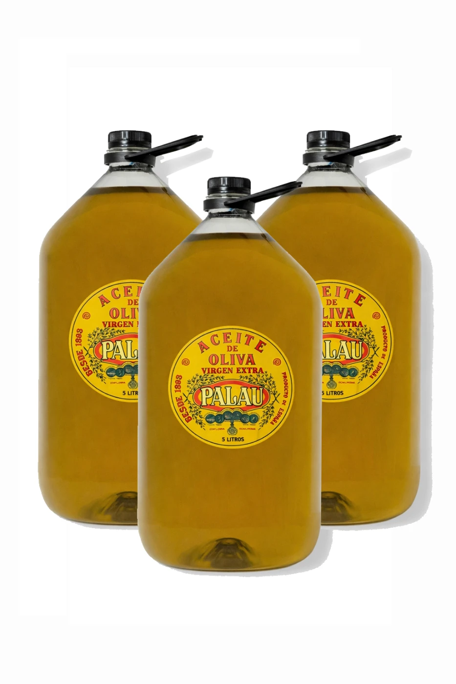 Tres garrafas de 5 litros de aceite de oliva virgen extra Palau