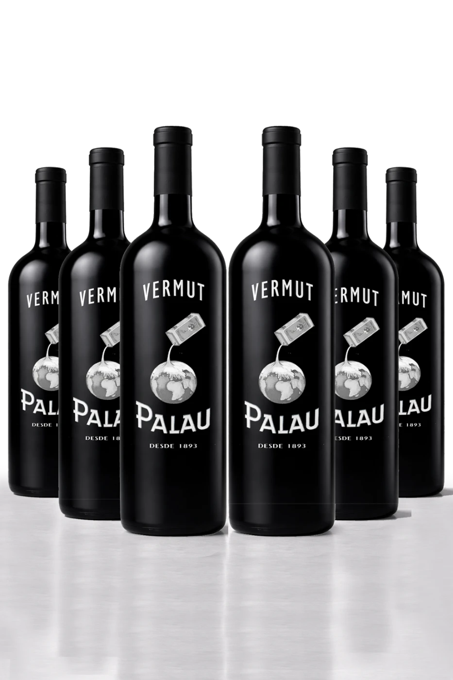 Seis botellas de Vermut Palau 1893